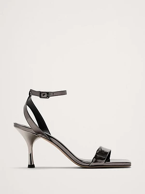 Italian Leather Flare-Heel Sandal