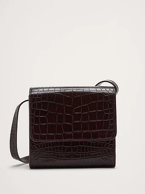 Crocodile Embossed Leather Crossbody Bag