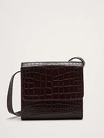 Crocodile Embossed Leather Crossbody Bag