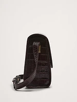 Crocodile Embossed Leather Crossbody Bag