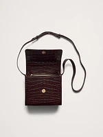 Crocodile Embossed Leather Crossbody Bag