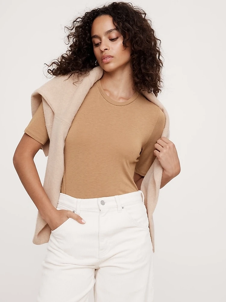 Luxe Wool-Blend Elbow-Sleeve Top