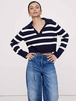 Cashmere Cropped Rugby Sweater Polo
