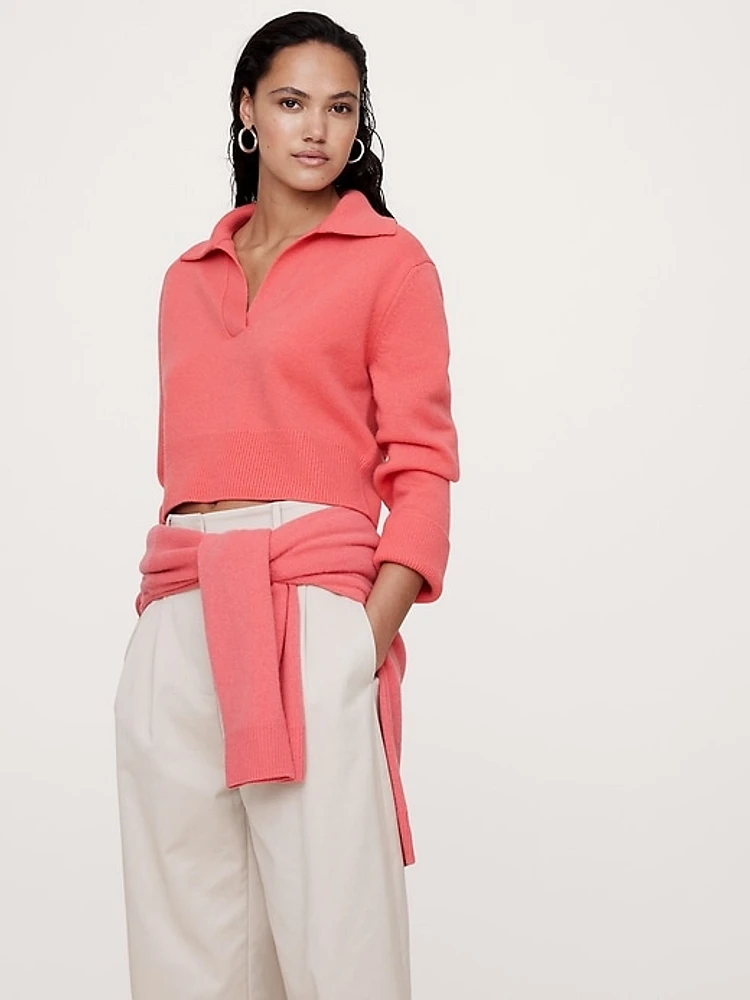 Cashmere Cropped Rugby Sweater Polo