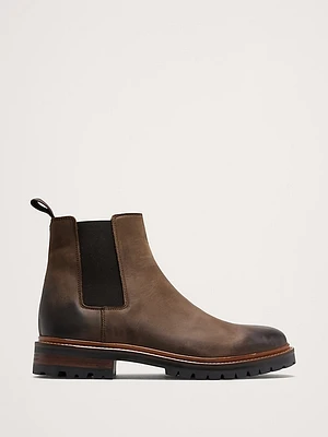 Burnished Italian Leather Chelsea Boot