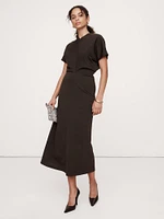 Wool-Blend Scuba Midi Dress