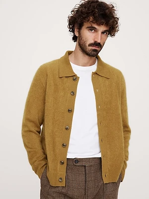 Brushed Cashmere Polo Cardigan