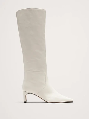 Italian Leather Mid-Heel Boot