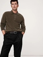 Wool-Blend Pleated Pant