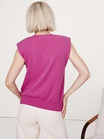 Cashmere Padded-Shoulder Top