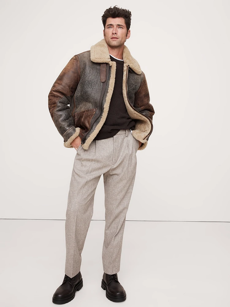 Wool-Blend Pleated Pant
