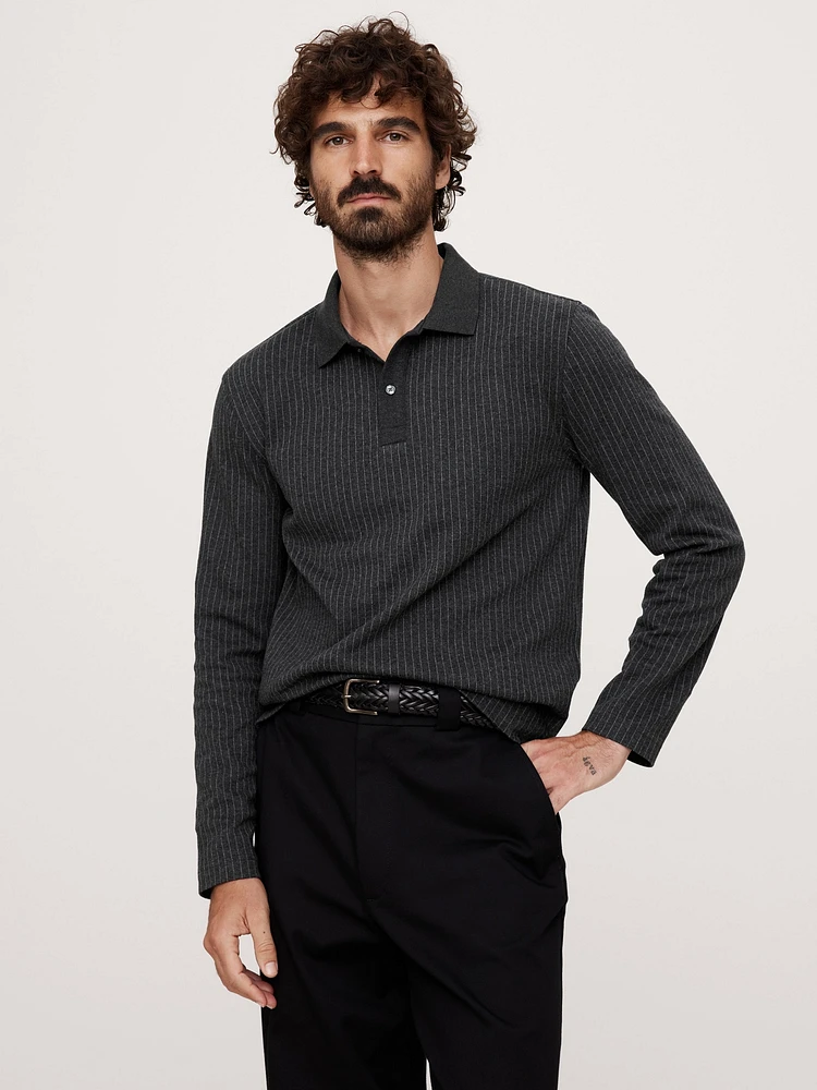 Pinstripe Jacquard Polo Shirt