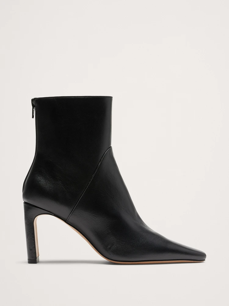 Italian Leather High-Heel Ankle Boot