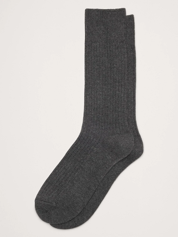 Ribbed Trouser Sock With Cashmere