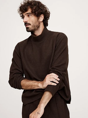 Brushed Mock-Neck Sweatshirt With Wool