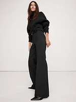 High-Rise Wide-Leg Flare Flannel Pant