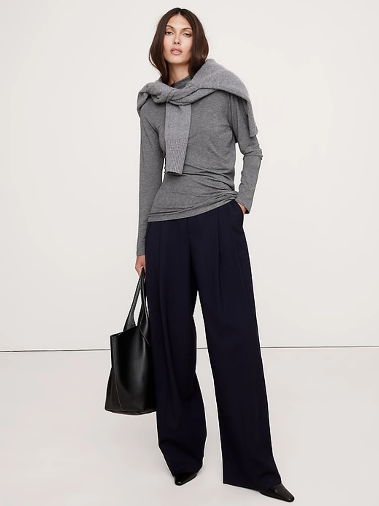 Luxe Wool-Blend Asymmetrical Top