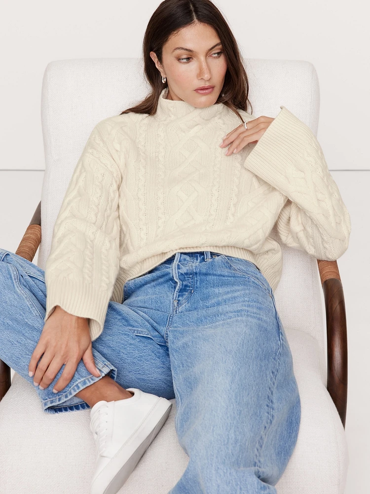 Cashmere Cable-Knit Sweater with Vented Back