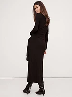 Sculpted Tie-Front Midi Dress