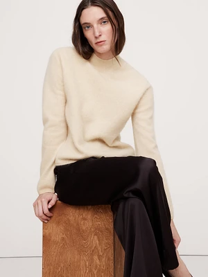 Brushed Cashmere Mock-Neck Sweater