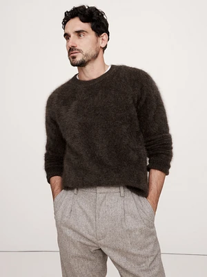 Relaxed Brushed Cashmere Crew-Neck Sweater