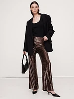 High-Rise Wide-Leg Sequin Pant