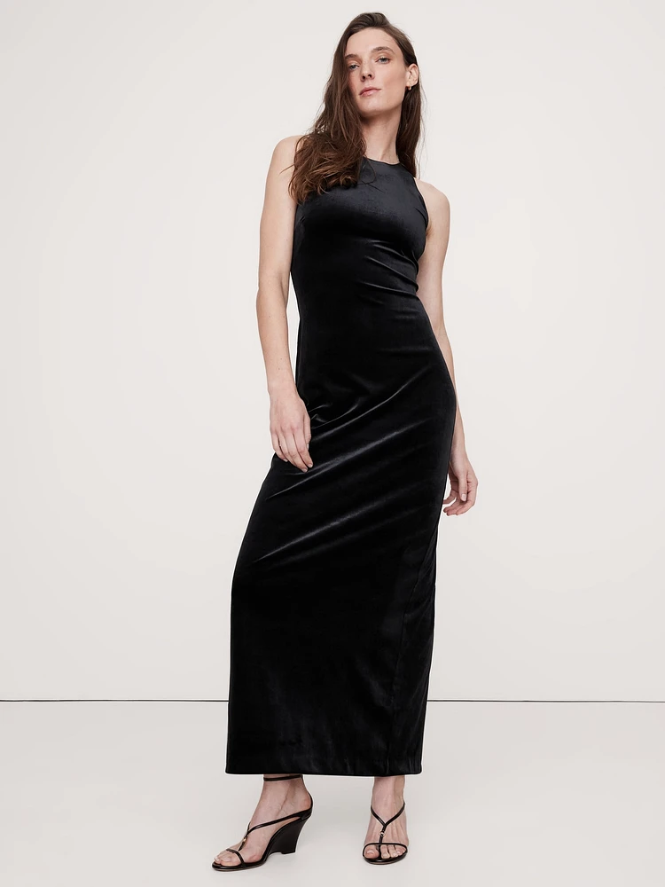 Stretch-Velvet Maxi Dress