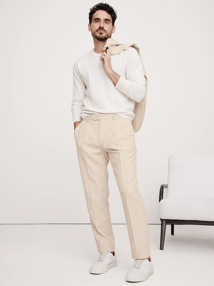 Herringbone Cotton-Linen Suit Pant