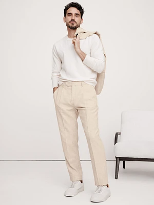 Herringbone Cotton-Linen Suit Pant