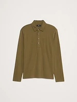 Luxury-Touch Long-Sleeve Polo