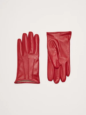 Cashmere-Lined Short Leather Gloves