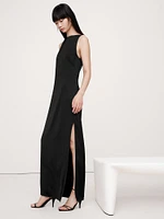 Stretch-Satin Column Maxi Dress