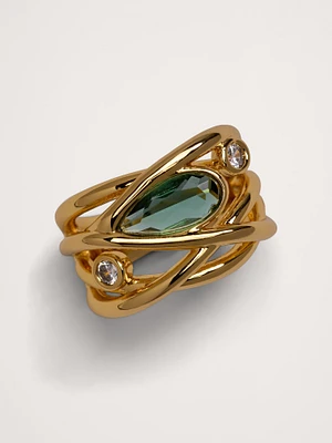 Mermaid Teardrop Crystal Ring by Aureus + Argent