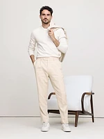 Herringbone Cotton-Linen Slim Suit Pant