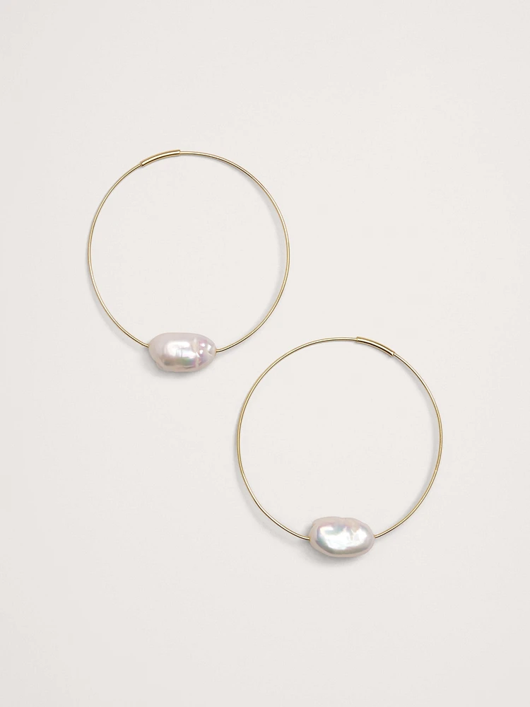 Telaio Baroque Pearl Hoop Earrings by Aureus + Argent