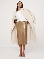 Stretch-Sequin Midi Skirt