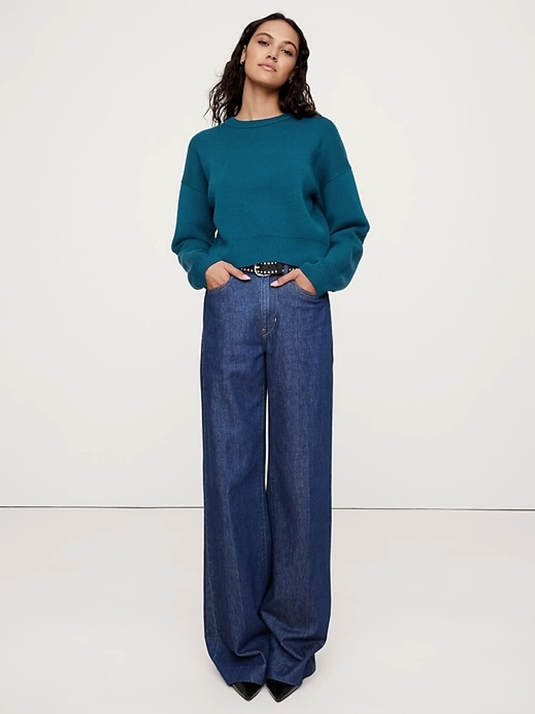 Merino Crew-Neck Cropped Sweater