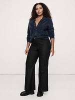 High-Rise Wide-Leg Flare Flannel Pant