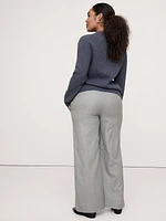 Pull-On Wide-Leg Drapey Twill Pant