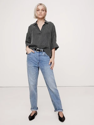 The Oversized Twill Popover Top