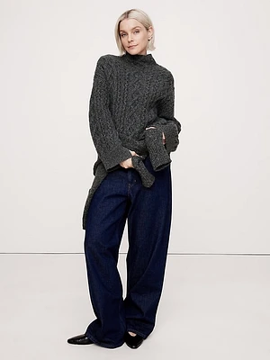 Cashmere Cable-Knit Sweater with Vented Back