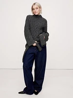 Cashmere Cable-Knit Cropped Sweater with Vented Back