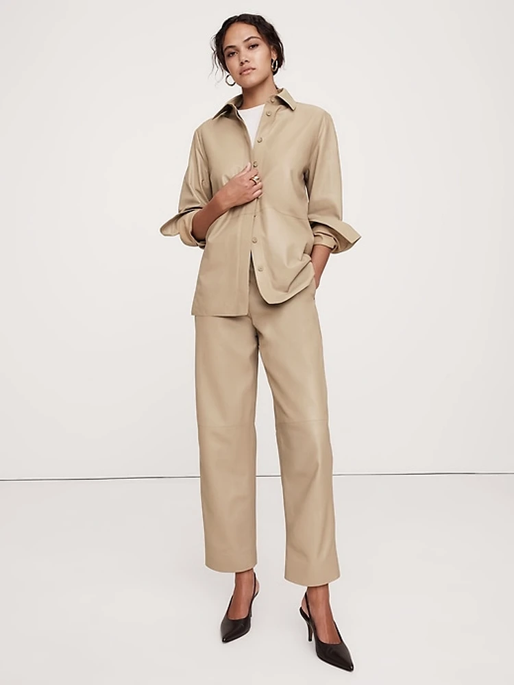 Relaxed Leather Overshirt
