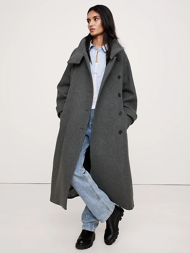 BANANA REPUBLIC フード付きモッズコート XL グレー Banana Republic 