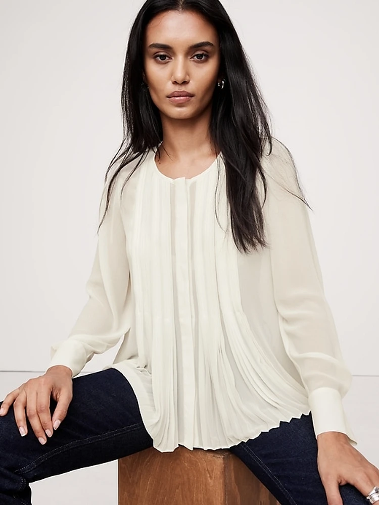 Georgette Sheer Pintuck Shirt
