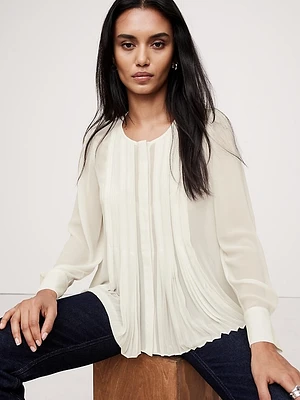 Georgette Sheer Pintuck Shirt