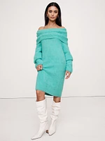 Oversized Fuzzy Alpaca-Blend Sweater Dress