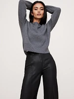 Merino Crew Sweater-Neck Cropped Sweater