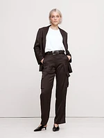 High-Rise Straight Italian Satin Cargo Pant