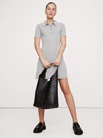 Ribbed Polo Shirt Sweater Dress